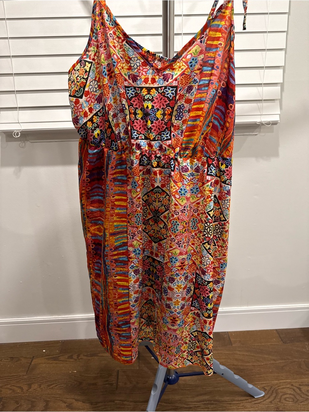 SHEIN Multicolor Floral & Geometric Midi Dress